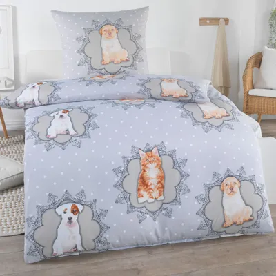 Produktbild von Bettwäsche 135x200 2 teilig |   & für Allergiker geeignet | Bettwäsche Set mit 1 Bettbezug 135 x 200 & Kissenbezug 80x80, Design - Motiv:Design 1