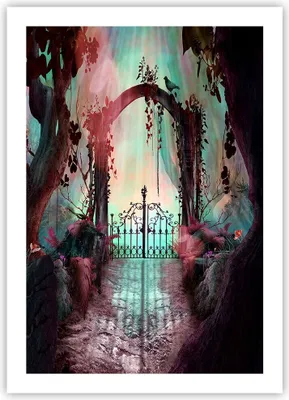 Produktbild von Poster - Poster ohne Rahmen - Fantasie Tor Garten - 50x70 cm - Wand Bild - Wanddeko - Wandbilder - Kunstposter - Wandposter - Bilder - Kunstdruck - Wanddekoration - Wandbild - P2XPA50x70-4517