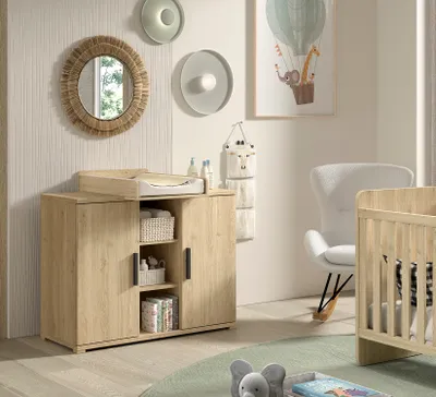Immagine prodotto di Vipack - Fasciatoio SAM a 2 ante con ripiano inc. Fasciatoio, finitura melaminica rovere