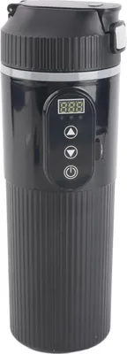 Image de Bouilloire électrique de voiture 500ml Tasse chauffante en acier inoxydable Affichage intelligent de la température Tasse chauffante électrique avec allume-cigarette Noir