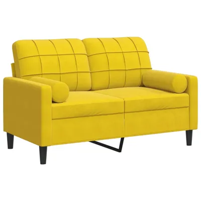 Produktbild von 2-Sitzer-Sofa mit Zierkissen Gelb 120 cm Samt