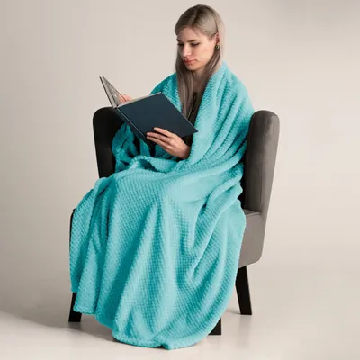 Produktbild von Kuscheldecke Fleece kuschelig weich Tagesdecke 220 x 240 cm -  Türkis