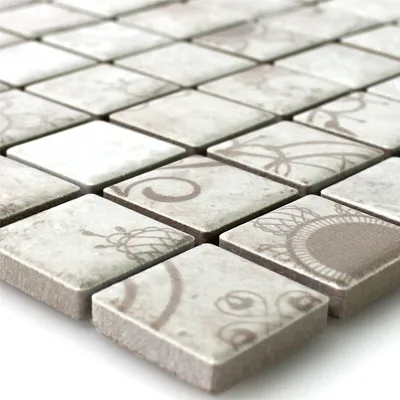 Produktbild von Keramik Mosaikfliesen Retrooptik Laceo Grau