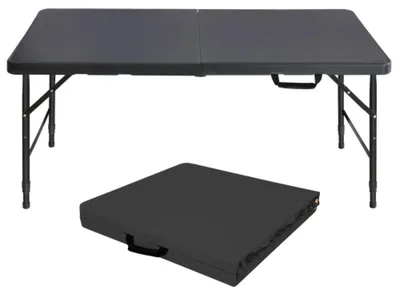 Obrázok produktu pre Zimilo Skladací kempingový stôl 125 cm s nastaviteľnou výškou, skladací záhradný stôl s rukoväťou, stabilný vonkajší stôl s nosnosťou až 135 kg na kempovanie a piknik