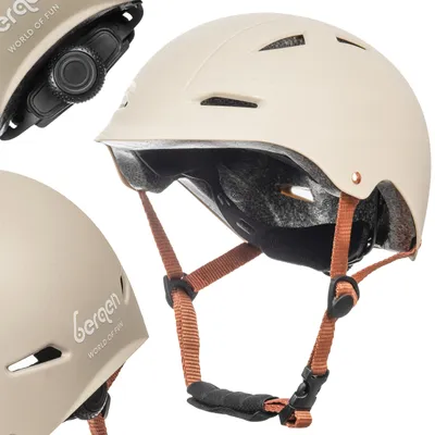Zdjęcie produktu dla Kask rowerowy dziecięcy na hulajnogę Bergen SCOUT, XS/S, regulowany, 46-56 cm, lekki, wentylowany, wytrzymały, beżowy