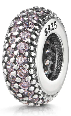 Image de MATERIA by Matthias Wagner - Charm intermédiaire en argent 925 avec zircone rose pour bracelet à perles 1161