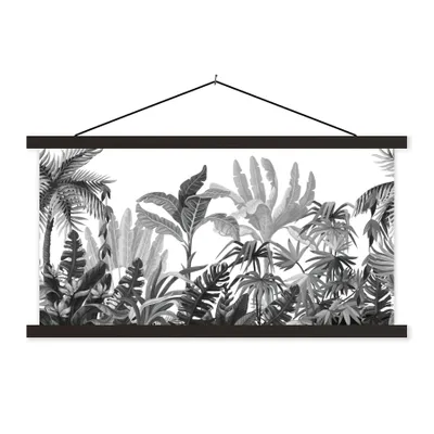 Produktbild von MuchoWow® Textilposter Design - Blätter - Natur 150x75 cm mit schwarzem Rahmen - Posterleiste