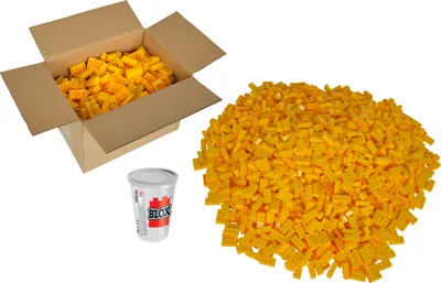 Produktbild von Simba Blox, 500 Gelbe Bausteine für Kinder ab 3 Jahren, 8er Steine, im Karton, vollkompatibel mit vielen anderen Herstellern