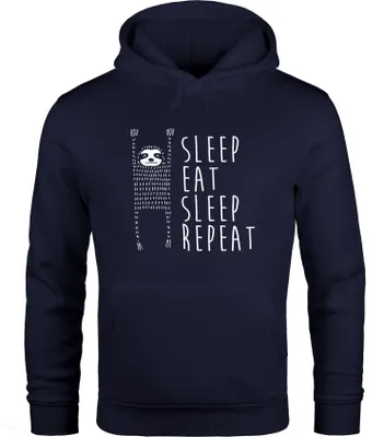 Produktbild von Hoodie Herren Sleep eat Sleep Repeat Faultier Moonworks® navy XXL