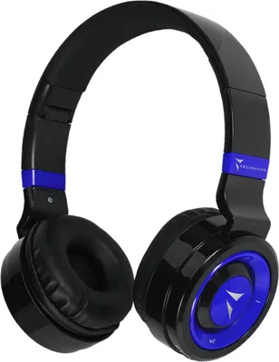 Productafbeelding van Techmade TM-046-BL, met en zonder kabel, geschikt voor muziek, frequentiebereik 20 - 20000 Hz, hoofdtelefoon, zwart, blauw