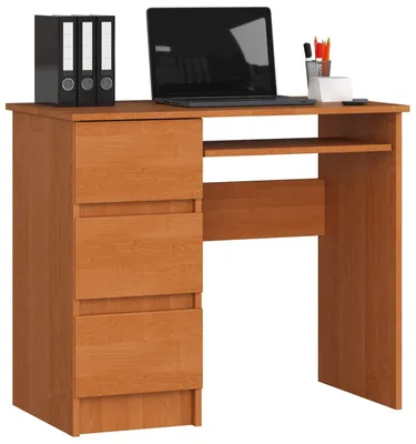 Produktbild von Computerschreibtisch – Schreibtisch – Bürotisch – Büroschreibtisch – 90 cm – Braun – Funktionaler Computertisch mit 3 Schubladen