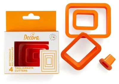 4 rechteckige Keksausstecher, orange, 10x10x3 cm