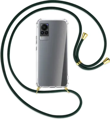 Produktbild von Handykette Backcover-Schutzhülle mit Band (Metall goldfarben) für vivo X60 - dunkelgrün