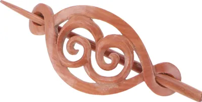 Produktbild von Ethno Holz Haarspange mit Stab, Boho Haarschmuck - Spirale, Braun, Haarspangen, Haarschmuck