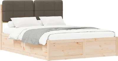 Produktbild von Bettgestell mit gepolstertem Kopfteil Taupe 140 x 200 cm