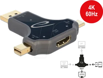 Image de Delock Adattatore Video USB-C/DisplayPort/Mini DisplayPort a HDMI
