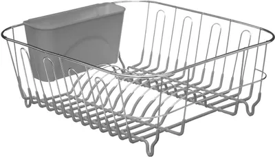 A dish drying rack with a removable utensil holder.
