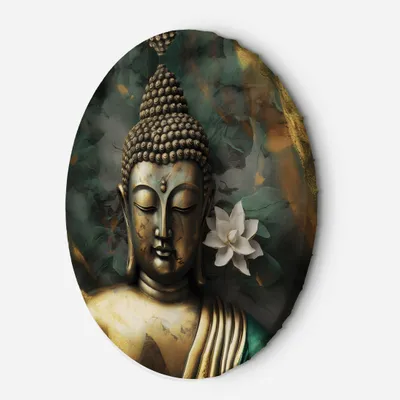 Produktbild von Leinwandbild rund Buddha-Zen-Abstraktion 40x40 Feeby Grün bild für die wand bereit zum aufhängen