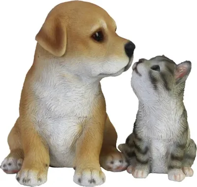 Immagine prodotto di labrador/gattino 15,3 cm poliresina marrone/grigio