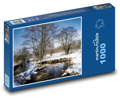 Zdjęcie produktu dla Puzzle 1000 Zima nad leśnym jeziorem - martinpuzzle