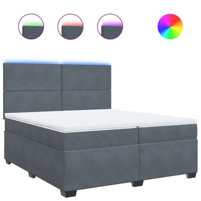 Produktbild von Boxspringbett mit Matratze Dunkelgrau 200x200 cm Samt
