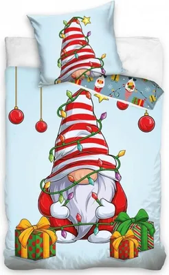 Zdjęcie produktu dla Pościel świąteczna bawełniana Elf i prezenty 140x200, 70x90 cm