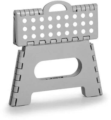 Productafbeelding van 13030 opvouwbare kruk opvouwbaar, kunststof, grijs, belastbaar tot 150 kg, ca. 35 x 28 x 22 cm, plastic, klein