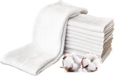 Produktbild von Famanu Stoffwindeln Set 10-teilig - Weiß, 30 x 50 cm, atmungsaktiv und saugfähig