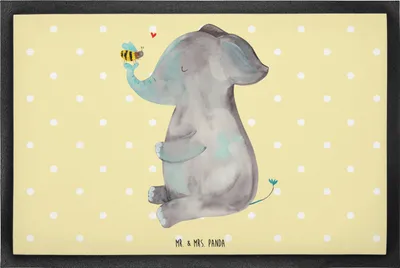 Produktbild von Mr. & Mrs. Panda Fussmatte Elefant Biene 60 x 90 cm - Gelb Pastell - Geschenk, Schmutzmatte, Liebesspruch, Heiratsantrag, Schmutzfangmatte, Liebe, flurmatte, fußmatte