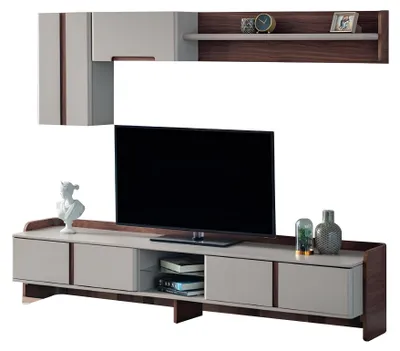 Immagine prodotto di Parete attrezzata bianca per il soggiorno Mobili RTV lowboard Mensole credenza