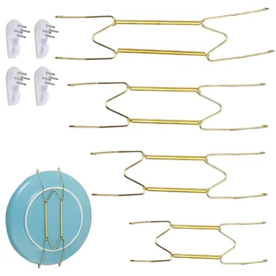 Tellerhalter Metall, 4 Stück, selbstklebend, für Teller 15–30 cm