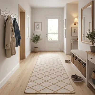 Produktbild von In- & Outdoor Teppich Läufer Beidseitig Newport Rauten Beige, Größe:80x240 cm