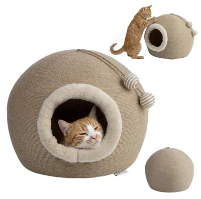 Immagine prodotto di Albero per gatti in sisal "Peluvio Flurby" con casetta, dimensioni 45x45x37 cm