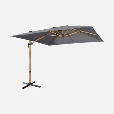 Produktbild von sweeek - Quadratischer Ampelschirm 3x3m, Mast in Holzoptik - Grau