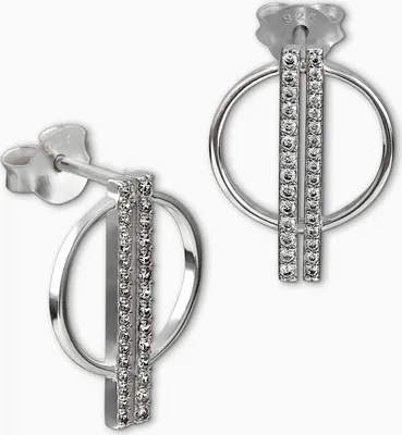 Productafbeelding van SilberDream oorbellen voor dames, cirkelvormig, met zirkonia, wit, oorstekers, echt zilver, model D2GSO511W