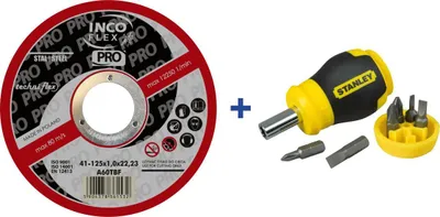 Obrázok produktu pre Zestaw 100Szt Tarcza T1A 125*1.0*22 +Wkrętak Stanley Gratis