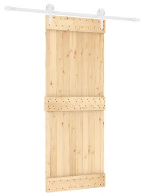 Zdjęcie produktu dla vidaXL Drzwi przesuwne w kolorze naturalnym i białym, 80 x 210 cm, z litego drewna sosnowego