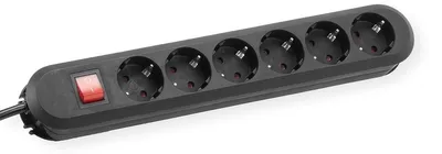 Productafbeelding van BACHMANN SMART stekkerdoos met 6 stopcontacten met aardingscontact, schakelaar, zwart, 3 meter