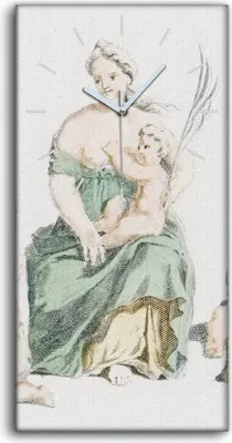 Produktbild von Leinwand Uhr Küche Wohnzimmer Bild 30x60 Zeichnen Alte Frauen Kinder Kunst - weiße Hände