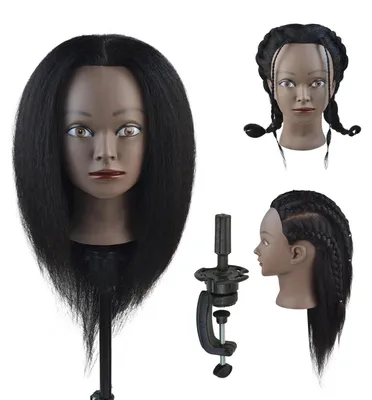Imagen del producto de Solidchoice - Cabeza de maniquí de 14 pulgadas, hecha con 100% cabello real, ideal para la práctica de peluquería