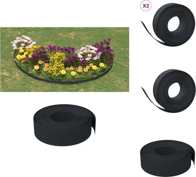 Zdjęcie produktu dla vidaXL Obrzeże trawnikowe 2 szt. czarne 10 m 15 cm polietylen - Obrzeże rabatowe