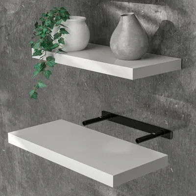 Produktbild von CASARIA® Wandregal Holz Weiß Regal mit Halterung 15kg Tragkraft Hängeregal Küche Wohnzimmer Flur Wand Schweberegal Bücherregal Regalbrett Schwebend Hochglanz 50cm