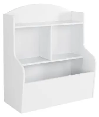 Image de Étagère d'organisation pour enfants, meuble de rangement pour jouets, avec des compartiments, de couleur blanche, fabriqué en MDF et en panneaux de particules de haute qualité