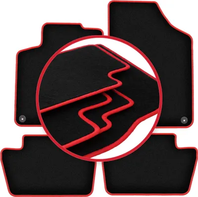 Immagine prodotto di Tappetini in velluto Nero/Rosso per Peugeot 308 I 2007-2013 Set 4 pezzi