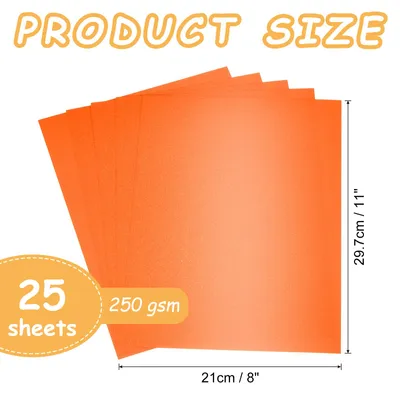 Image de 25 Feuilles Papier CartonnšŠ Chatoyant, 8" X 11" Feuilles Papier Chatoyant Orange, Papier CartonnšŠ MšŠtallique Pour Fournitures Artistiques, Travaux Manuels, Loisirs CršŠatifs