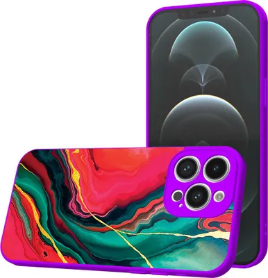 Produktbild von Smartphonica Handyhülle Geeignet für iPhone 12  Pro Max mit Rot Grün Marmor Druck - TPU Back Cover Case Rot Grün Marmor  Design - Lila