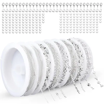 Schakelketten-Set 17 m, 8 Rollen, Silber, DIY-Halsketten
