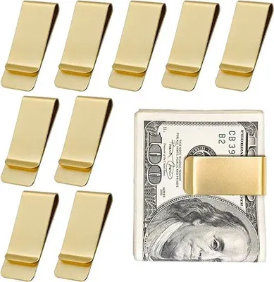 Obrázok produktu pre 10-dielne balenie kovových sponiek na bankovky – Kovové minimalistické sponky na bankovky – Prenosná peňaženka – Unisex – Meď