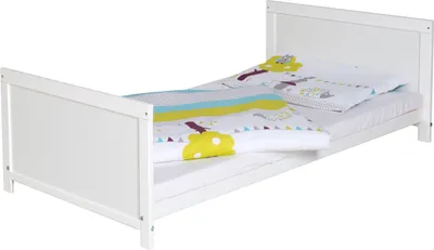 Produktbild von Kinderbett Lenny 70x140cm, Kiefer massiv, weiß lackiert
