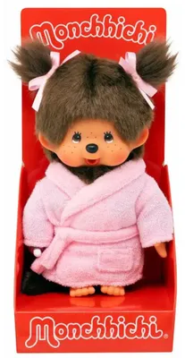 Obrázok produktu pre Dievčatko v župane s vrkočmi | 20 cm bábika Monchhichi | Móda